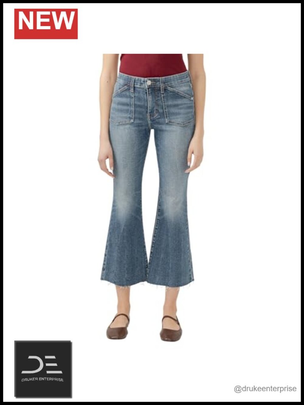 Kait Mid Rise Flare Leg Jeans, Cotton Blend, Stretchy, Button Fly